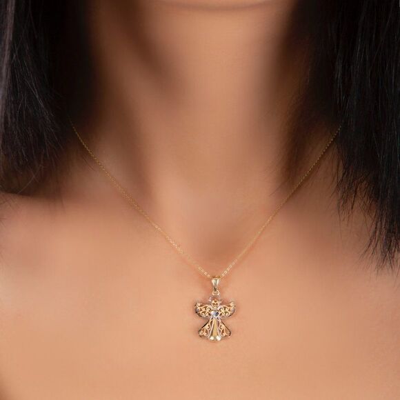 Angel charm | 14k Solid Gold Pendant | perfect gift | guardian angel sig… - Picture 6 of 6